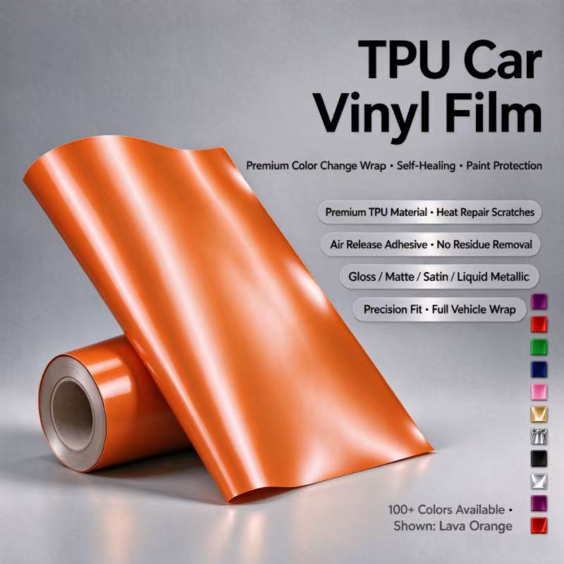 Gloss Lava Orange TPU Car Vinyl Film | Bold Bright Orange Sporty Color Wrap