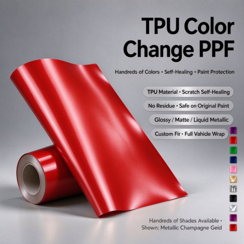 Gloss Ferrari Red TPU Car Vinyl Film | Glossy Sporty Color Change Paint Protection