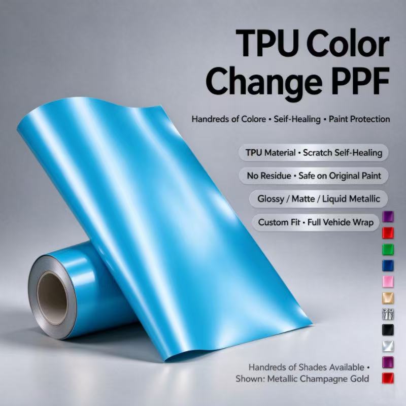 Gloss Miami Blue TPU Car Vinyl Film | Bright Sport Blue Self-Healing Car Wrap