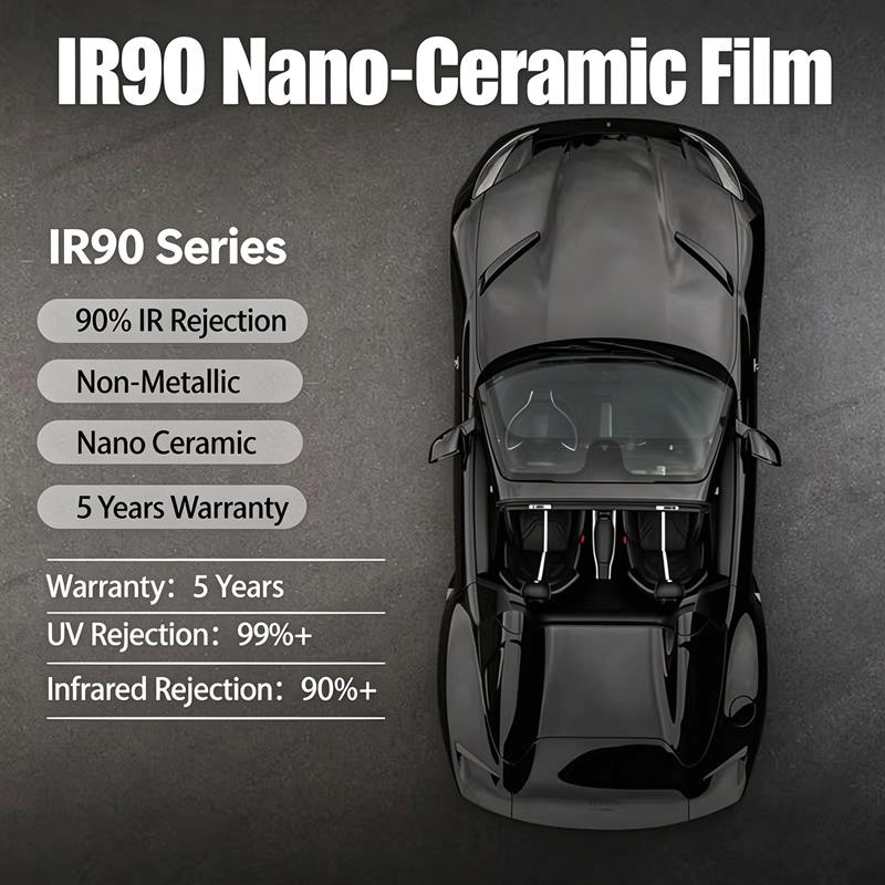  IR90 Nano‑Ceramic High Thermal Insulation Car Window Film, 2mil Non‑Metallic Solar Tint, 5‑Year Warranty Wholesale